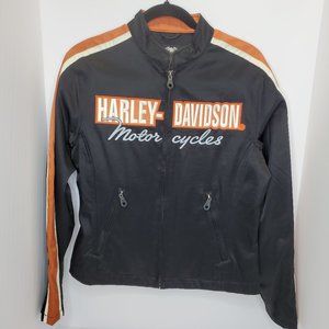 Harley-Davidson Women's Med Nylon & Mesh Black/Orange Motorcycle Riding Jacket
